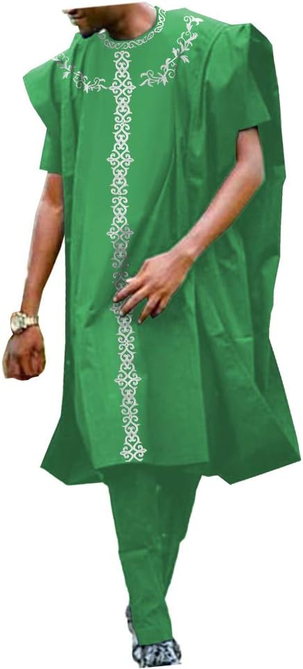 African Clothing for Men Dashiki Coats Shirts and Ankara Pants 3 Piece Suit Agbada Robe Traditional Outfits