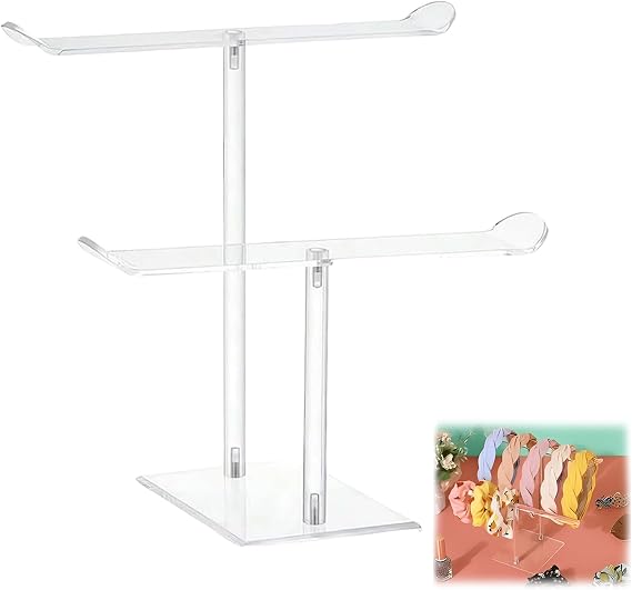 Eophmi Headband Holder Acrylic 2-Layer Scrunchie Holder Stand Hair Accessories Organiser Hairband Holder for Earrings,Rings and Bracelets Display