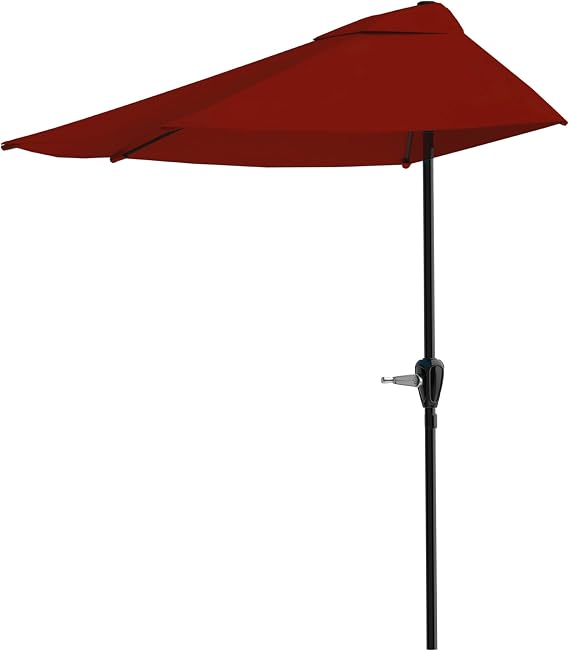 9-Foot Half Patio Umbrella '? Easy Crank Opening Shade Canopy for Balconies Porches or Aga