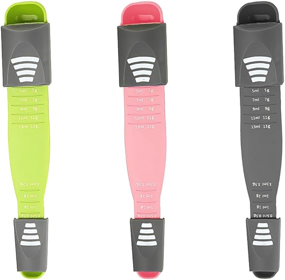 3 Pcs Adjustable Measuring Spoon,for Baking,Cooking,3 Colours