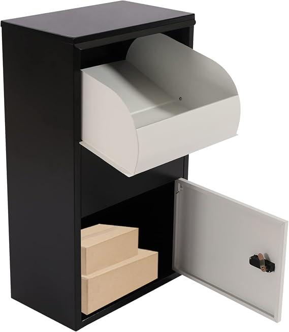 Package Delivery Boxes for Outside,Waterproof Galvanized Alloy Parcel Mailbox,Outdoor Freestanding Porch Box for Packages,Parcel Drop Box for Deliveries with Lockable Secure Storage Compartment