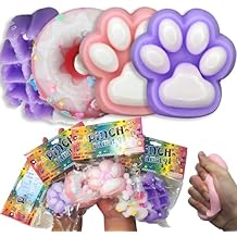 4pcs Taba Squishy Cat Paw Donut Squeeze Toys, Kawaii Mochi Sensory Toys, fufu Squishy for Cute Toys,Fidget Novelty Things,Suitable for Kids Teenage