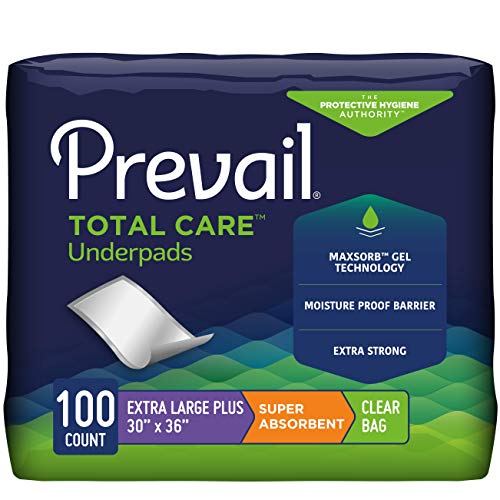 Prevail Incontinence Underpads - Unisex Disposable Underpads for Men & Women - Super Absorbent, Clear Bag, 30 X 36, 100 Count 4 Packs of 25