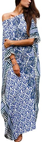 CHERRY CAT Women Plus Size Swimsuit Cover up Beachwear Long Cover-ups Kaftan Casual Caftan Dress