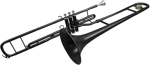 Standard Trombone, Matt Black Nickel, C Key Piston Valves, Brass Body, Trombone Valve