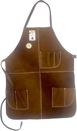 Zeluga 20-409 24in. x 36in. Heavy Duty Flame and Heat Resistant Leather Welding and Work Shop Apron, Brown