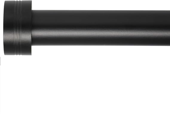 Black Curtain Rods 18 to 144 inches,1 Inch Modern Metal Drapery Rods,Adjustable Heavy Duty Curtain Pole Suitable for Bedrooms and Living Rooms(18"-144"Black)
