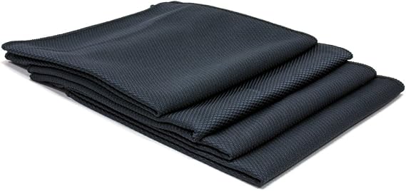 Autofiber Diamond Glass Microfiber Window and Chrome Towel (16 inch x 16 inch) - Pack of 4, Black