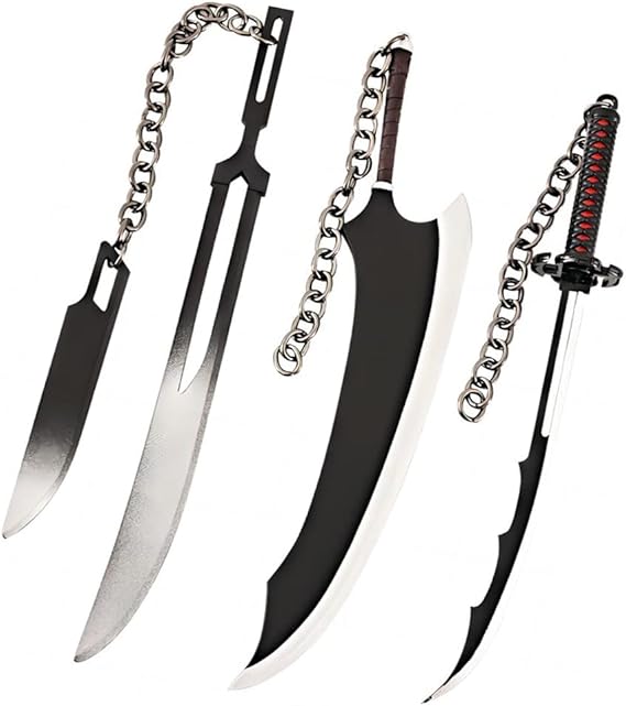 Ichigo Zangets Keychain - Bankai Tensa Zangetsu and Dual Zangets Blades - Halloween Anime Gifts for Men and Fans