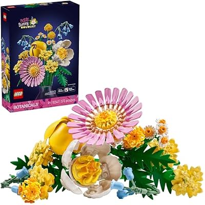 LEGO Botanicals Petite Sunny Bouquet Building Toy - DIY Floral Arrangement for Girls & Boys, Ages 9 Gift for Birthdays - Bedroom, Desk, Home Decor - 10347