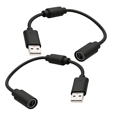 2 Pack USB Breakaway Cable for Xbox 360 Controller, 25cm Replacement Adapter Cable Compatible with G920 G923 Steering Wheel, Quick Release USB Lead for Gaming Console