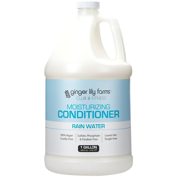 Ginger Lily Farms Club & Fitness Conditioner, 128oz, Rain Water | 100% Vegan & Cruelty-Free | Moisturizing Conditioner for All Hair Types | Refill Size