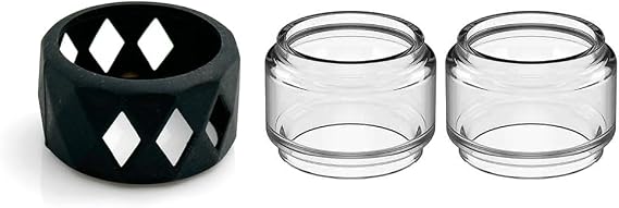 3 in 1 Replacement Bubble Fat Glass Tube Tank Dust Cap Fit For Zeus X, Zeus Sub Ohm, Zeus Dual, Zeus X Mesh RTA Tank (With Black Ring)
