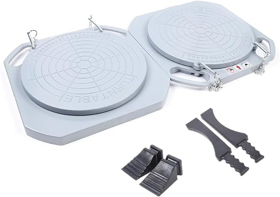 2Pcs Wheel Alignment Tool Turn Plates, 345mm Heavy Duty Commercial Durable Car Truck Front End Wheel Alignment Turn Plate Table Tool Kits with Thrust Blocks&Thrust Pads
