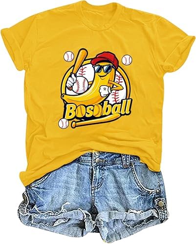 Baseball Shirts for Women Baseball Fan Shirt Game Day Player T-Shirt Funny Sport Team Fans Short Sleeve Tee Tops