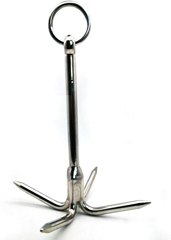 12" Heavy Duty Stainless Steel 316 Grappling Hook with 4-Claw Stainless Steel Climbing Hooks for Anchor Retrieving, Outdoor Hiking, Tree Limb Removal,Boat Anchor, Brunch Limb Retrieving Re