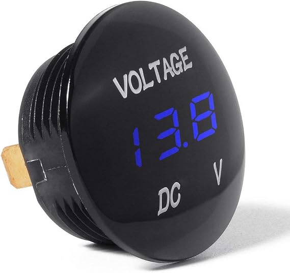 ZYTC Mini Waterproof Voltmeter with LED Digital Display, Voltage Meter DC 12V-24V Universal for Car/Motorcycle/Truck (Blue)