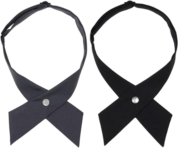 Mantieqingway School Uniform Pre Tied Bows for Girls Women Solid Color Adjustable Criss-Cross Bowtie