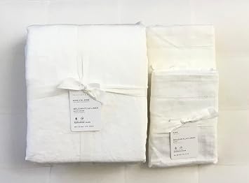 Pottery Barn Belgian Linen Flax Duvet Cover King/California King & Two King Shams~*White*~