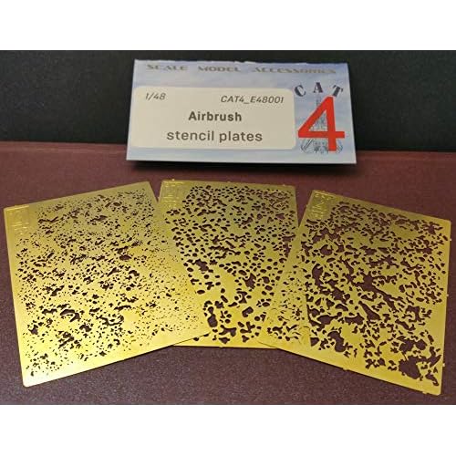 CAT4 E48001 Airbrush Stencils Plates 3pcs 70x48mm 1144 to 124 Scales