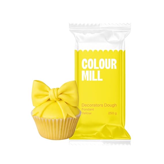 Colour Mill Decorators Dough Edible Cake Covering | Easy-to-Roll, Easy-to-Drape Fondant | Vanilla-Flavored Sugarpaste - 8.8 Ounce Yellow
