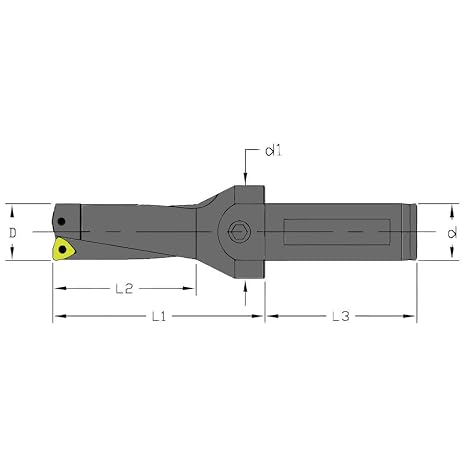 Ultra-Dex UD-1031-2D-100 Coated Steel 2xD Indexable Drill with 1.031" Diameter, 2.375" Drill Depth, 1.000" Shank Length to Hold (2) WCMX 2.522, Coolant Thru