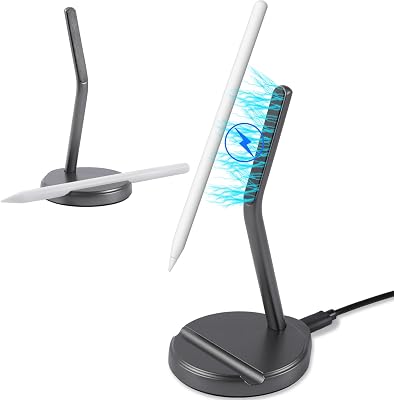 LIGHTMEUP 2-in-1 Wireless Magnetic Charger & Stand Holder - Device Compatibility Check Required Only Compatible with Apple Pencil 2nd Generation - Magnetic Desktop Charger with LED Charging Indicator