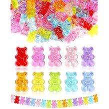 200pcs FIVEIZERO Clear Acrylic Bear Beads, Mixed Color Gummy Bear Beads for Bracelet, Necklace, and DIY Crafts, Cute Bear Charms for Jewelry Making