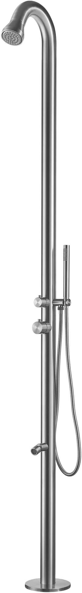 HEATGENE Outdoor Shower System Stand, Handheld & Foot Rinse, Brushed