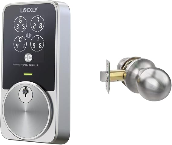 Lockly PIN Genie Pro Zeno Series Smart Lock and Doorknob,Keyless Entry Door Lock with Apple Home Key, Built-in Wi-Fi Keypad Deadbolt Locks for Front Door, App Remote Control, IP65 Weatherproof