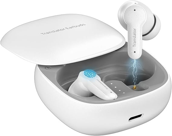 Language Translator Earbuds, Real-Time AI Translation Earbuds for 144 Languages &amp; Accents, 3-in-1 Smart Bluetooth Earbuds Headphones Ideal for Travel Business Learning (White)
