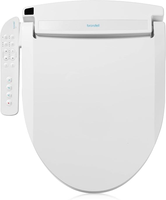 Brondell LT89 Electric Bidet Toilet Seat, Fits Elongated Toilets, White Side Arm Control, Warm Water Wash, Strong Wash Mode, Stainless-Steel Nozzle, Nightlight and Easy Installation