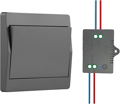 Wireless Light Switch and Receiver Kit,Self-PoweredNo Battery Required,Kinetic Remote Control Wall Light No WiFi Needed Outdoor Indoor Remote Control Lighting Switch Fixture for Lights