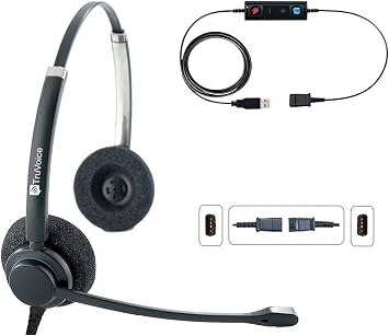 TruVoice HD-150 USB Proffesional Headset for The Office or Call Center Works with All VoIP Phone Systems Noise Canceling Microphone and HD Speakers