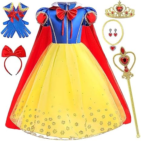BanKids Princess Dresses for Girls Snow Costume Kids Birthday Party Halloween Costume Dress up 3-10Years