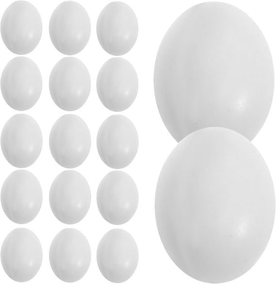 20pcs Plastic Fake Pigeon Eggs Simulation Prop for Pigeons to Relieve Sadness and Reduce Hatch Rate, White, Suitable for Restaurant and Office Use
