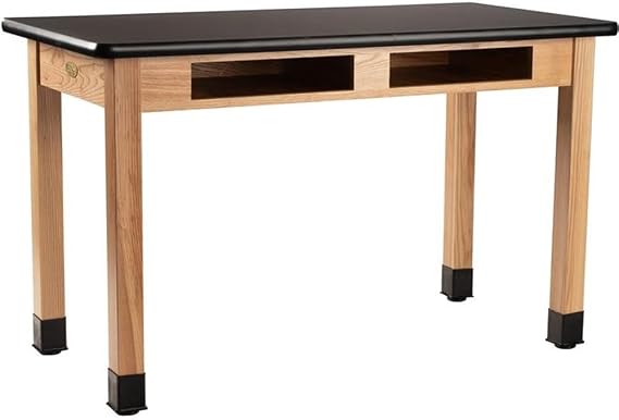 NPS 24x60 Modern Solid Wood Science Lab Table with HPL Top in Black