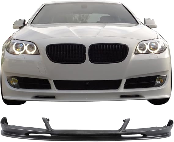 Fit 2010-2013 BMW F10 5-Series Front Bumper Lip 3D Style | IKON MOTORSPORTS, PU Black Front Lip Spoiler Splitter
