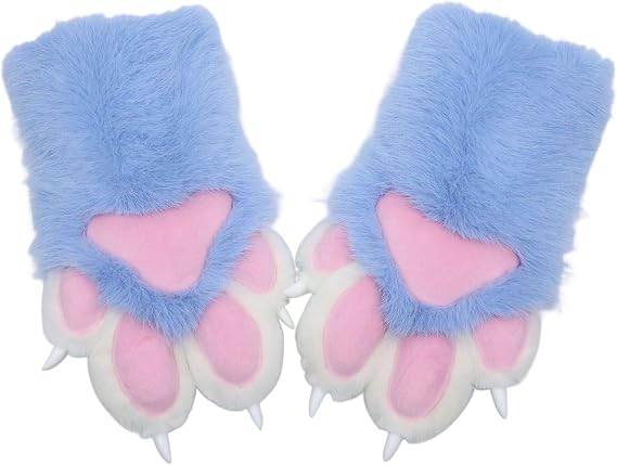 Fursuit Furry Paws,Wearable Cosplay Cat/Dog Paws Animal Paws, Comic Con Costume Accessories Furry Gloves(A)