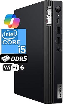 Lenovo ThinkCentre Tiny M70q Intel 10-Core i5-14400T (Beat i7-13700T), 32GB DDR5 RAM, 512GB NVMe SSD, WiFi 6, Bluetooth, RJ-45, DP Port, HDMI, Win 11 Pro, AI Business Desktop, 3 Yr Wty