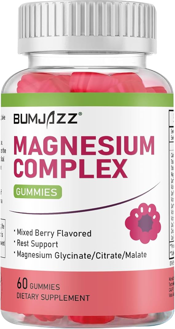 Magnesium Complex Gummies 800mg - 60 Counts Magnesium Glycinate&Citrate&Malate Gummy for Rest Muscle Function