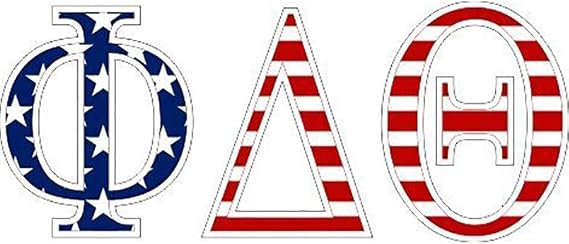 Phi Delta Theta American Flag Greek Letter Sticker - 2.5" Tall