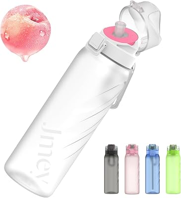 JMEY Air Water Up Bottle with Flavour Pod, 32oz Leakproof Sports Water Bottle with Straw, Scent Water Bottle Flip Top Durable BPA-Free Tritan, Perfect for Office, School, Gym, and Sports -White