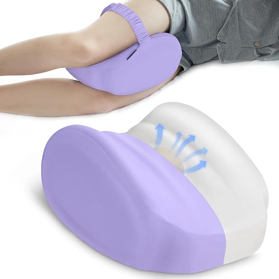 KingPavonini Cooling Knee Pillow for Side Sleepers Hip Pain, Memory Foam Leg Pillow for Side Sleeping with Strap, Ergonomic Hip Pillow for Spine Aligning, Back Pain, Knee Pain, Sciatica, Pregnancy