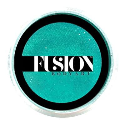 Fusion Body Art Pro Face Paint | Pearl Mermaid Green 25gm, Professional Quality Water Activated Shimmery Face and Body Paint Supplies Single Metallic Makeup Cake Hypoallergenic, Non-Toxic, Safe