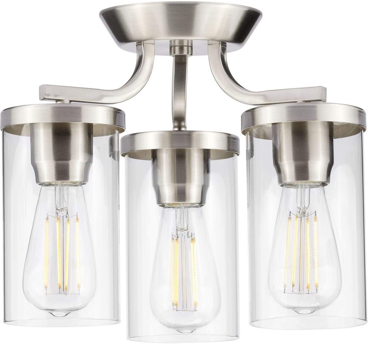 Progress Lighting Lassiter Collection Brushed Nickel Three-Light Semi-Flush Mount