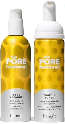 Benefit The Porefessional Tight N Toned Pore-Refining AhaPha Toning Foam 4.5 Fl Ounce  Good CleanUp Pore Purifying Foaming Cleanser 5 Fl Ounce Gift Boxed Set