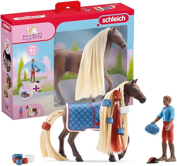 Schleich Horse Club Sofia's Beauties Horse Styling Playset with Figurines - 18-Piece Dream Horse Animal Riding Toy Set with Leo and Rocky, Brushable Hair for Boys and Girls, Gift for Kids Age 4+