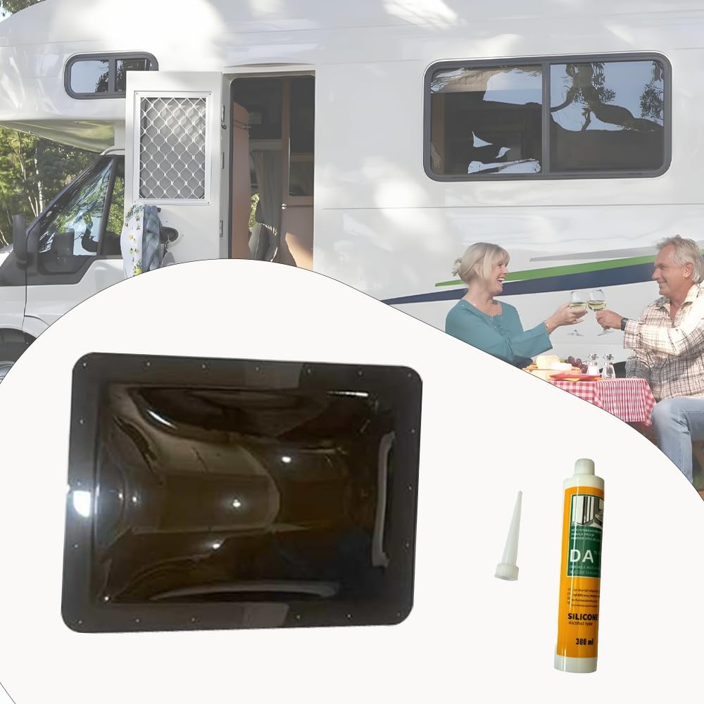 RV Skylight Replacement Kit, 18"x26" OD RV Skylight Kit Outer Dome Fits 14" x 22" Skylight Openings UV Resistant for Camper Trailer Fifth Wheel Motorhome Truck Replace (Brown)
