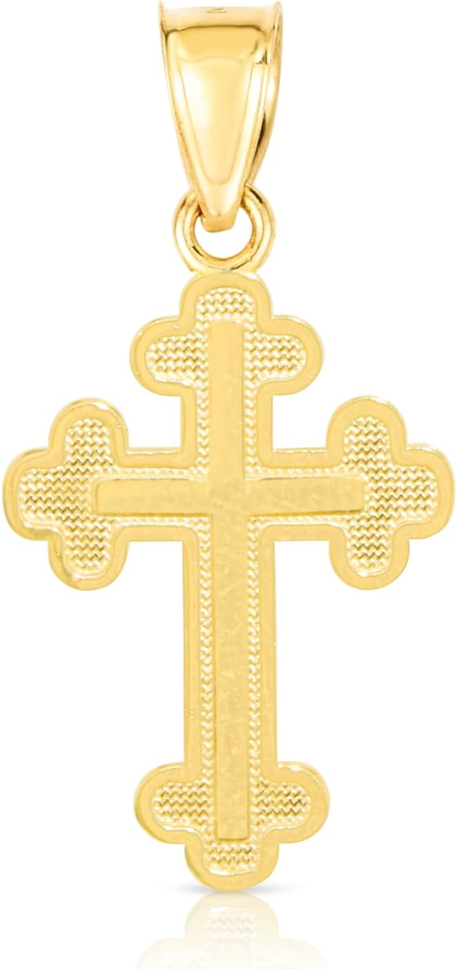 Floreo 10k Yellow Gold Mini Trinity Cross Religious Pendant